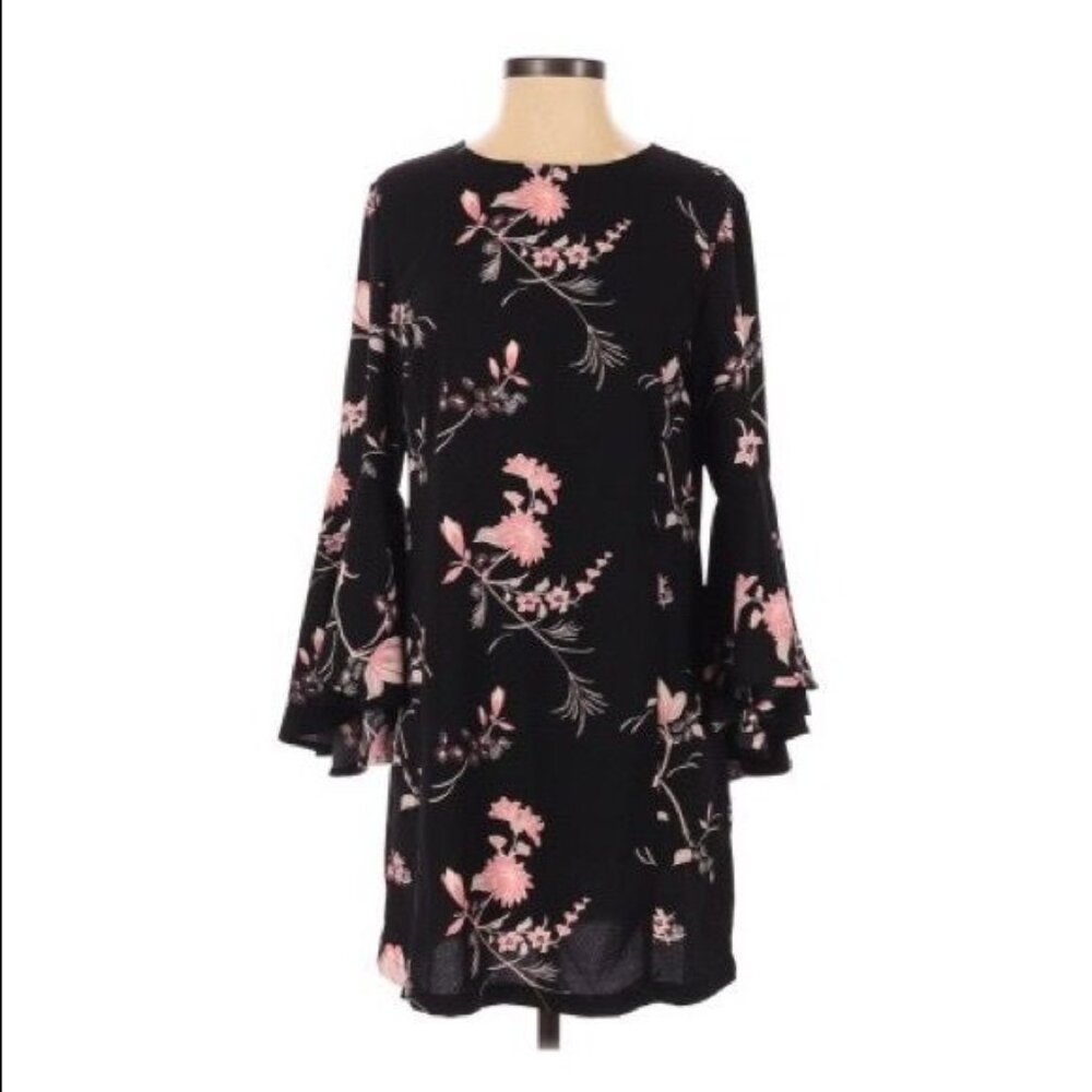 Leith Dress Unlined Bell Sleeve Floral Size Small Dark Romantic Cottagecore